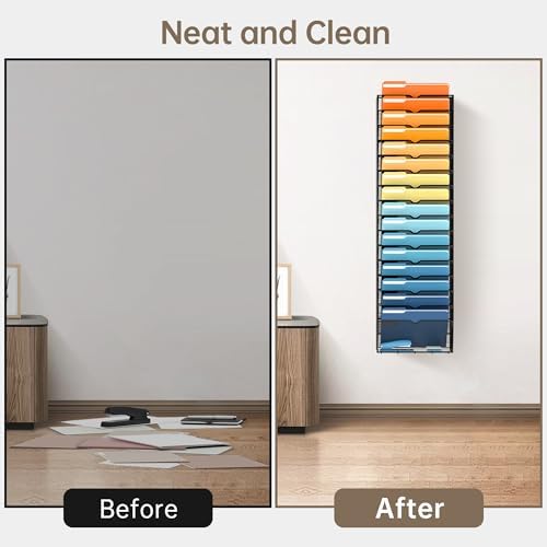 17-Tier Hanging Wall File Organizer with Hooks for Office Organization