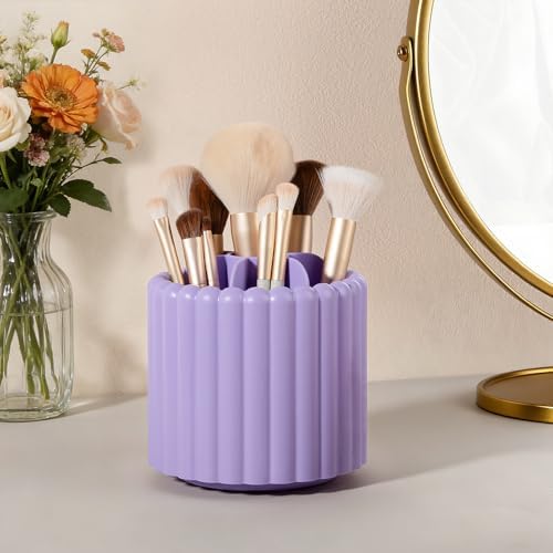 Anyoifax Rotating Pen Holder for Desk Removable Pencil Cup, Small Purple