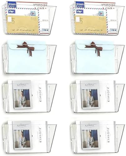 MINDEPOT 8 Pockets Acrylic Wall File Organizer Clear File Holder for Office