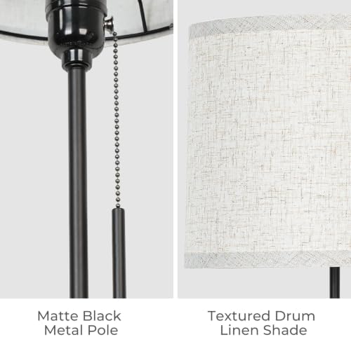 Qingmiao 53"-63" Adjustable Floor Lamp, Anti-tip Base, Pull Chain