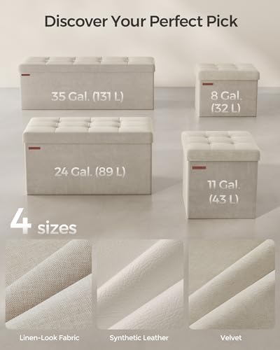 SONGMICS Small Folding Storage Ottoman, 12.2 x 16.1 x 12.2 Inches