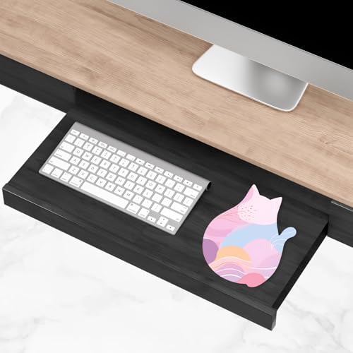 Funny Mouse Pad Cute Cat Shape Office Desk Accessories Decor for Women 9.65 x 8 Inch Small Mousepad with Non-Slip Rubber Base Washable Waterproof, Pink Abstract Art