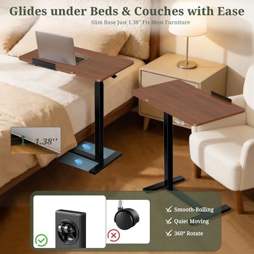 Mobile Standing Desk, Rolling Desk Adjustable Height, Tilting Laptop Table