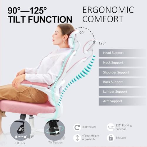 10 Pack Ergonomic Office Chair,Ultra Thick Spring Cushion Desk Chair,Pink