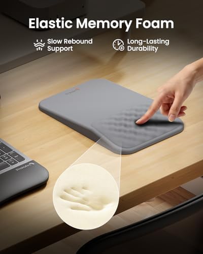 ProtoArc MP50 Ergonomic Mouse Pad with Wrist Support, Lycra Surface, Gray