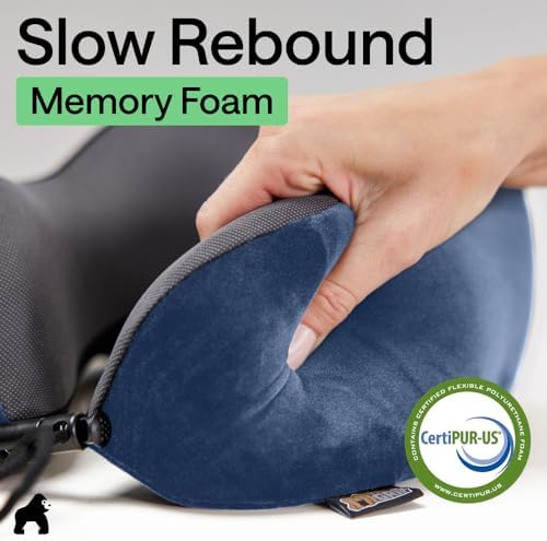 GORILLA GRIP Travel Neck Pillow for Airplanes, Travel Essentials, Navy