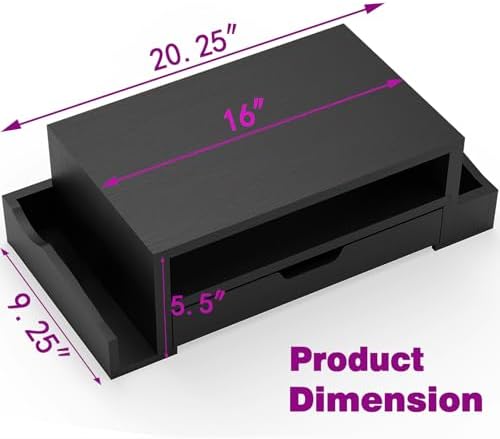 Simple Trending Wood Monitor Stand Riser, Desktop Oraganizer, Black