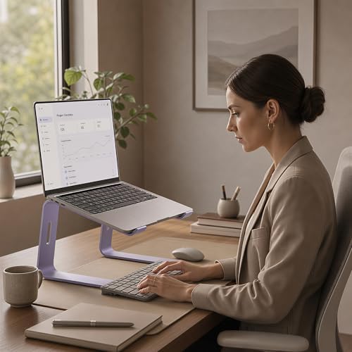 Orionstar Ergonomic Laptop Stand, Aluminum Riser, 10-15.6",Purple