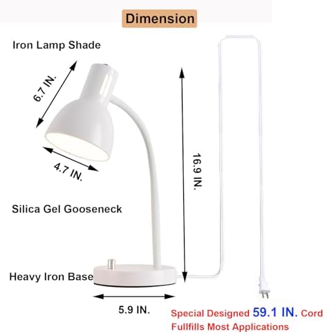 AFORTLO LED Desk Lamp,3 Color Temperature Changeable Table Lamp,Flexible Gooseneck Eye-Caring Book Reading Light for Home Office, Study, Nightlight with Bulb (White)