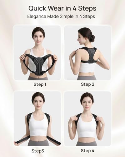 Back posture corrector, suitable for both men and women,advanced fabric back corrector,available for all day use, invisible confidence and maximum breathability, essential for office prolonged sitting (Medium)