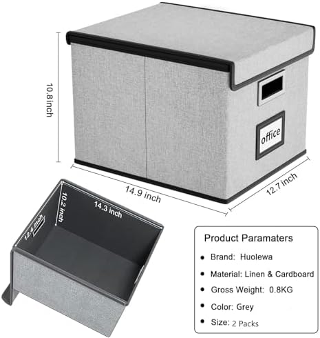 File Organizer Box with Lids, Collapsible File Folder Organizer
