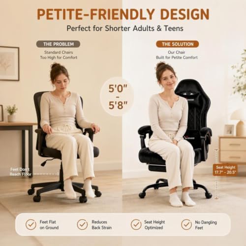 Fabric Gaming Chair for Adult, Comfortable Office Chair with Footrest