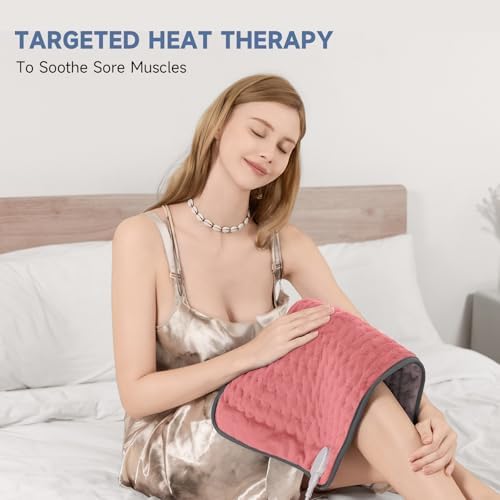 Portable Heating Pad for Back Pain, Travel Electric Heat Pad with Moist Heat Option, 6 Heat Levels & Auto Shut-Off, Soft Washable Cover, Ideal for Office, Home, or Travel Use