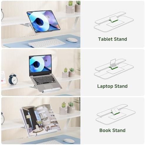 GTPLAYER Electric Standing Desk with Drawers, 48 x 24 Inches Height Adjustable Computer Desk with Monitor Stand, Laptop Stand, Sit Stand up Desk with Memory Preset for Home, Office, Ivory White