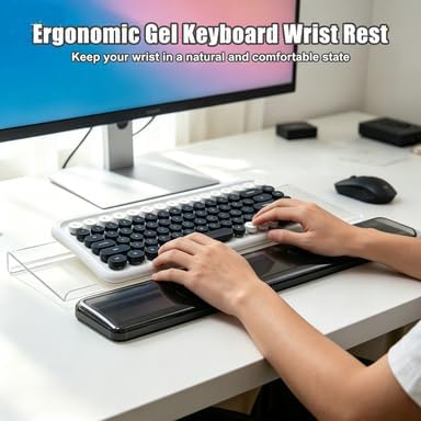Acrylic Keyboard Stand with Gel Wrist Rest Set-(Blck White Set)