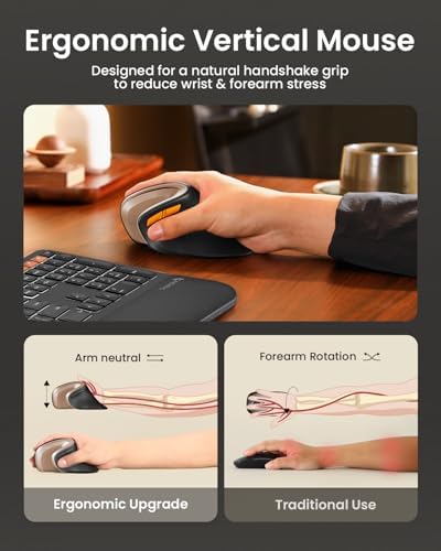ProtoArc EM11 NL Wireless Ergonomic Mouse, Rechargeable, Black Gold