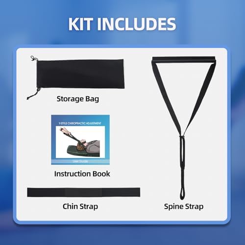Y Neck Strap Traction Device for Pain Relief, Cervical Neck Stretcher with Comfort Handle and Chin Strap, Spine Chiropractic Decompression Tool