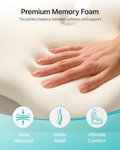 PEGZONE Seat Cushion & Ergonomic Lumbar Support Pillow Memory Foam Cushion for Office Chair, Car, Wheelchair – Orthopedic Pain Relief Cushion for Back, Sciatica, Tailbone, Butt - Black & Gray