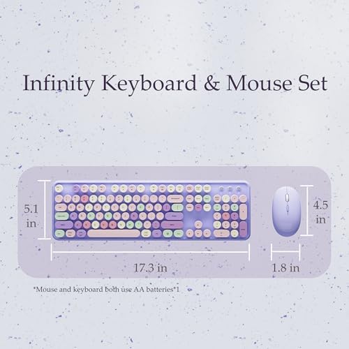 Colorful Wireless Keyboard and Mouse Combo Purple Colorful