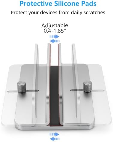 Aluminum Vertical Laptop Stand Holder, Adjustable Dock for MacBook