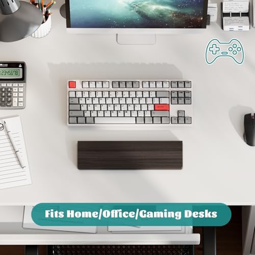 Wooden Wrist Rest, 11.8-inch Length and 22mm Thickness for Small Keyboard, Bamboo Wood Palm Rest, Ergonomic Design for Mechanical Gaming Keyboard