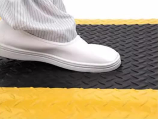1 Pack Odorless Anti-Fatigue Mat Anti-Static Anti-Fatigue Inline Foot Mat (Black bottom yellow edge,0.9Mx0.6Mx20mm)