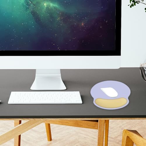 Ergonomic Mouse Pad, Mouse Pad with Wrist Support, Comfortable Gaming Mouse Pads with Non-Slip PU Base for Computer, Laptop, Office & Home (Purple- Beige)