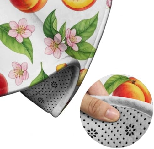 Soft Round Yoga Carpet, Office Chair Decor Round Mat for Carpet and Hardwood Floors Watercolor Tropical Peach Leaves Flowers, 24inch