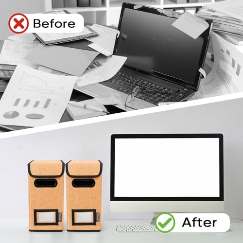 BALEINE File Organizer Box with Lid, Collapsible Hanging File Storage Box