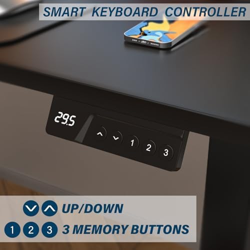 Kingant Standing Desk, 32x24 Inch Electric Height Adjustable Computer Desk