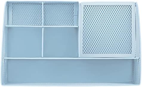Annova Mesh Desk Organizer Office with 7 Compartments + Drawer/Desk Tidy Candy/Pen Holder/Multifunctional Organizer (New Blue23)