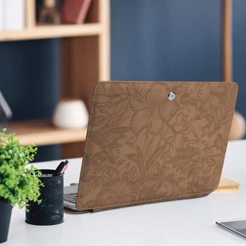 MOSISO PU Leather Sleeve Case, Embossed Hibiscus Portfolio Protective Stand Cover