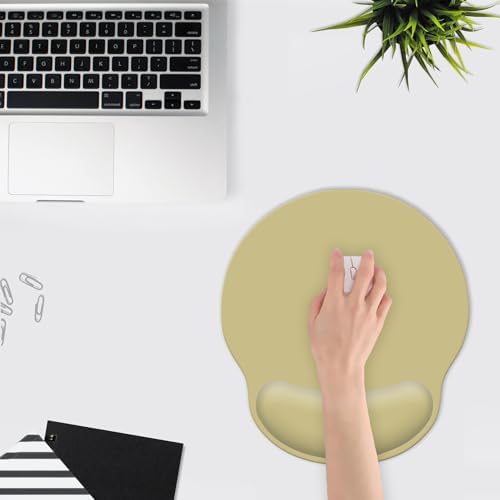 Mouse Pad with Wrist Rest, Ergonomic Gaming Mouse Pad, Comfortable Mouse Pads for Computer, Laptop, Office & Home, Easy Typing & Pain Relief, 9.8 X 8.8 in (Golden)