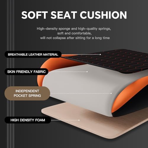 Gaming Chair with Footrest, High Back Gaming Chairs PVC Leather Ergonomic Gamer Chair with Adjustable Headrest Lumbar Support Racing Style Video Gaming Chair for Office/Home (Sky Orange)