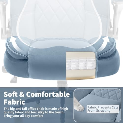Fabric High Back Office Chair, Thick Padded Ergonomic Computer Desk Chair
