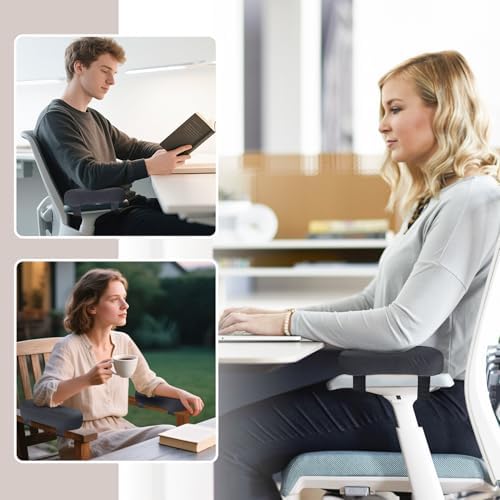 2-Pack Non-Slip Armrest Pads for Office & Gaming Chairs - Ergonomic Forearm Support Pillow for Desk, Computer & Wheelchair, Pressure Relief Cushions (Dark Gray)