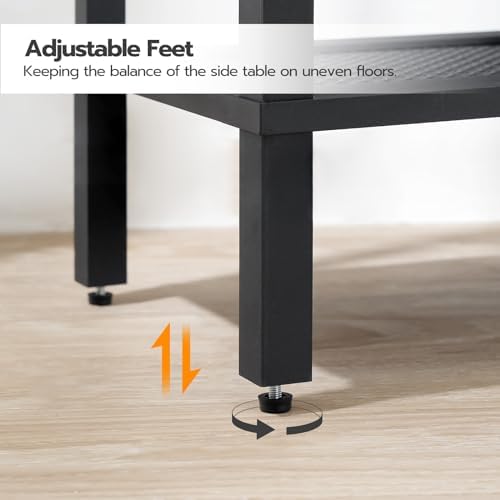 HOOBRO Side Tables Set of 2 with Charging Station, 2-Tier Small End Tables