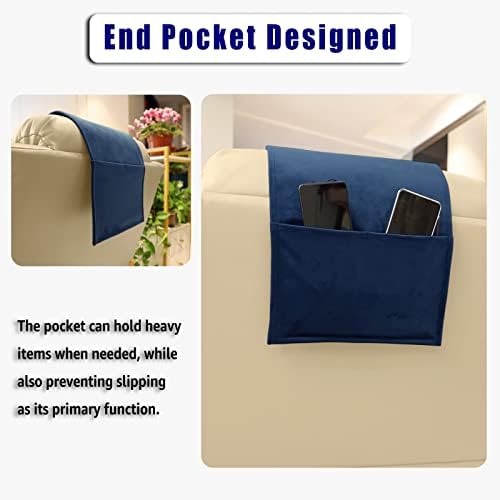 Velvet Recliner Headrest Pillow, Non-Slip Neck Support, Navy