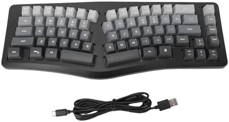VBESTLIFE Wired Ergonomic Keyboard, Compact Mini Split Keyboard 69 Keys, RGB Backlight, Detachable Type C, for Desktop PC Laptop