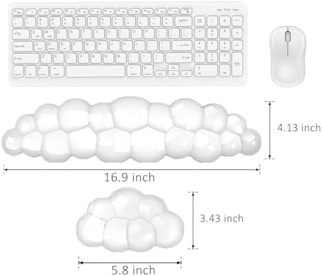 Gel Cloud Wrist Rest for Keyboard and Mouse, Clear Cloud Keyboard Wrist Rest Set, Ergonomic Cloud Wrist Support for Typing Pain Relief, Cute Wrist Pad for Office, Gaming, Computer, Laptop