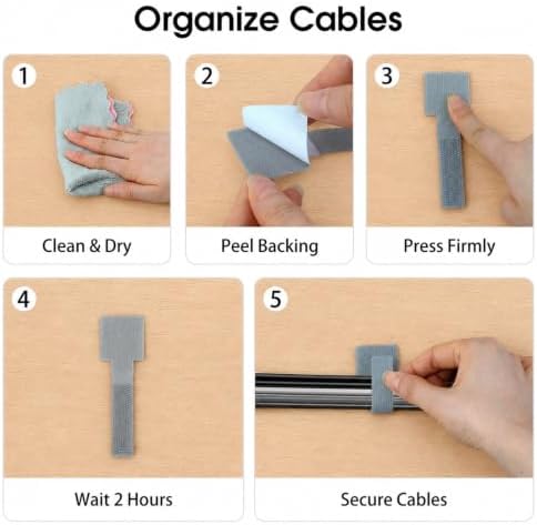 100 Pcs Cable Management Under Desk, Cable Ties, Cord Organizer Straps