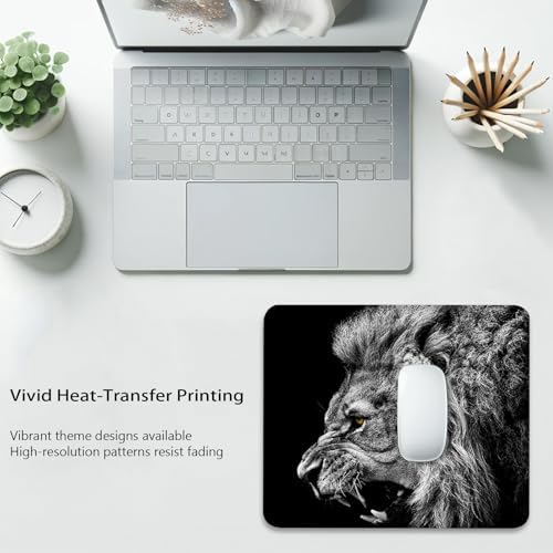 Majestic Roar of a Lion Mouse Pad, Cute Black and Grey Durable Desk Mat