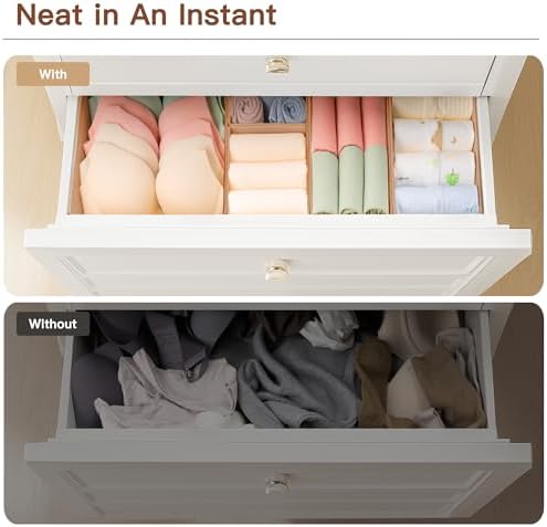 Criusia Drawer Organizer Clothes, 10 Pack Dresser Organizer for Baby Clothes, Underwear, Sock- Foldable Closet Organization and Storage Dividers Bins for Nursery, Bedroom (Brown)