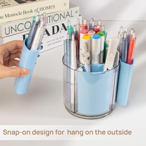 360° Rotating Pen Holder for Desk Adjustable Pencil Organizer, Blue