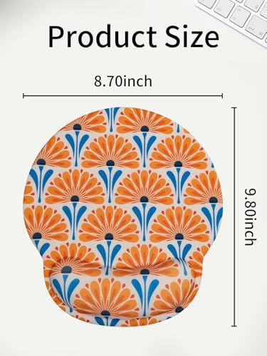 Seorsok Orange Blooming Flowers Mouse Pad with Gel Wrist Support Mouse Pad,Ergonomic Aesthetic,Comfortable Mousepad for Office Game Work Computer,Pain Relief Mousepad with Non-Slip Silicone Base
