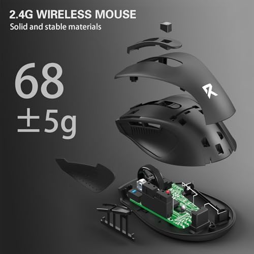Redragon Wireless Mouse for Laptop, 2.4G Optical Computer Mouse 5-Level 4000DPI, Office Cordless USB Mice, 6 Buttons, 18 Months Battery, Portable for PC, Chromebook, Wins, Mac, Small to Medium Hand