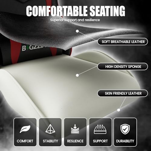 Bigzzia Gaming Chair with Lumbar Support, Ergonomic Gamer Chair Red