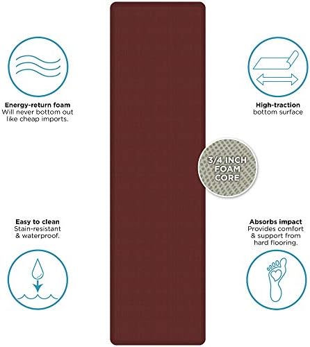 NewLife by GelPro Decorative Foam Floor Mat, 30" x 108", Grasscloth Crimson