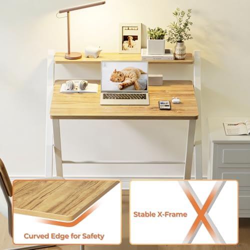 GreenForest Folding Desk No Assembly, Sturdy Computer Desk for Small Spaces
