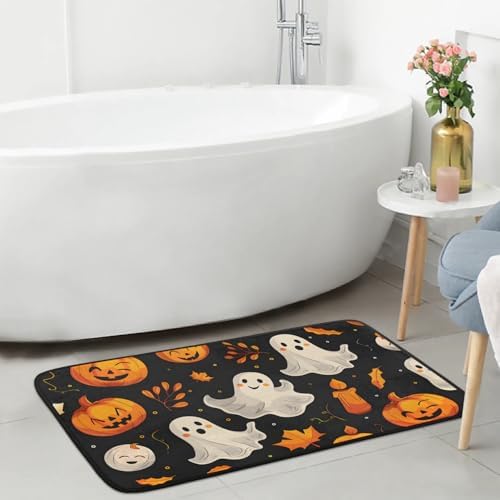 Kitchen Mats, Halloween Boo Pumpkin Kitchen Rugs, Cushioned Anti Fatigue Kitchen Mats, Non-Slip Standing Desk Mat, Absorbent Kitchen Rug for Floor, Kitchen, Office, Sink, 20"×39"